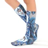 Ahcahcum Blue Rose & Flower Knee High Socks