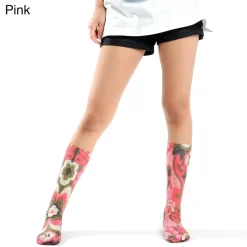 Ahcahcum Blue Rose & Flower Knee High Socks
