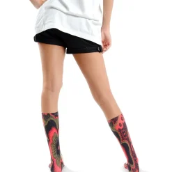 Ahcahcum Blue Rose & Flower Knee High Socks