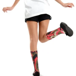 Ahcahcum Blue Rose & Flower Knee High Socks