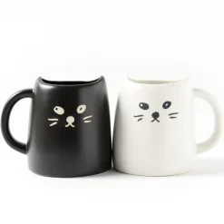 Black Cat & White Cat Pair Mugs