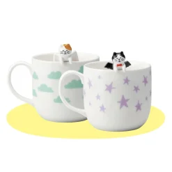 Concombre Angel & Devil Cat Ceramic Mug Pair Set