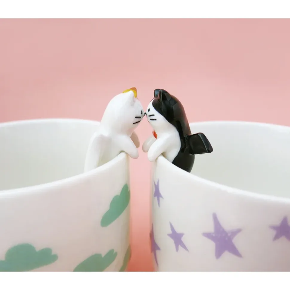 Concombre Angel & Devil Cat Ceramic Mug Pair Set