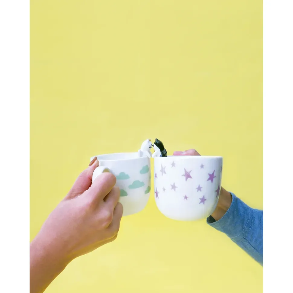 Concombre Angel & Devil Cat Ceramic Mug Pair Set
