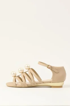 Honey Salon Big Pearl Sandals (Beige)