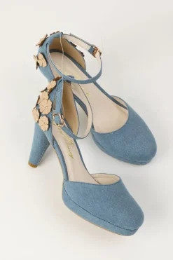 Honey Salon Flower Pumps (Denim)