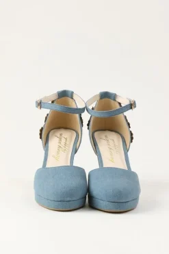 Honey Salon Flower Pumps (Denim)