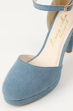 Honey Salon Flower Pumps (Denim)