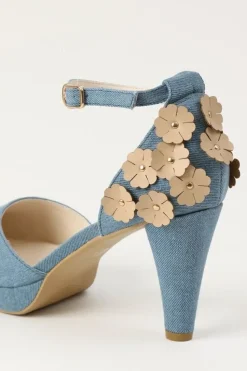Honey Salon Flower Pumps (Denim)
