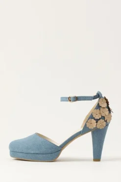 Honey Salon Flower Pumps (Denim)