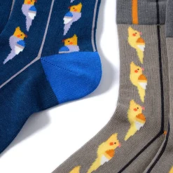 KOTORITACHI Short Crew Stripes & Cockatiel Socks
