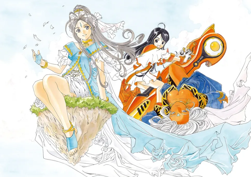 Kousuke Fujishima Signed Limited Edition Framed Oh My Goddess! Primagraphie Art Print: Where the Gods Are