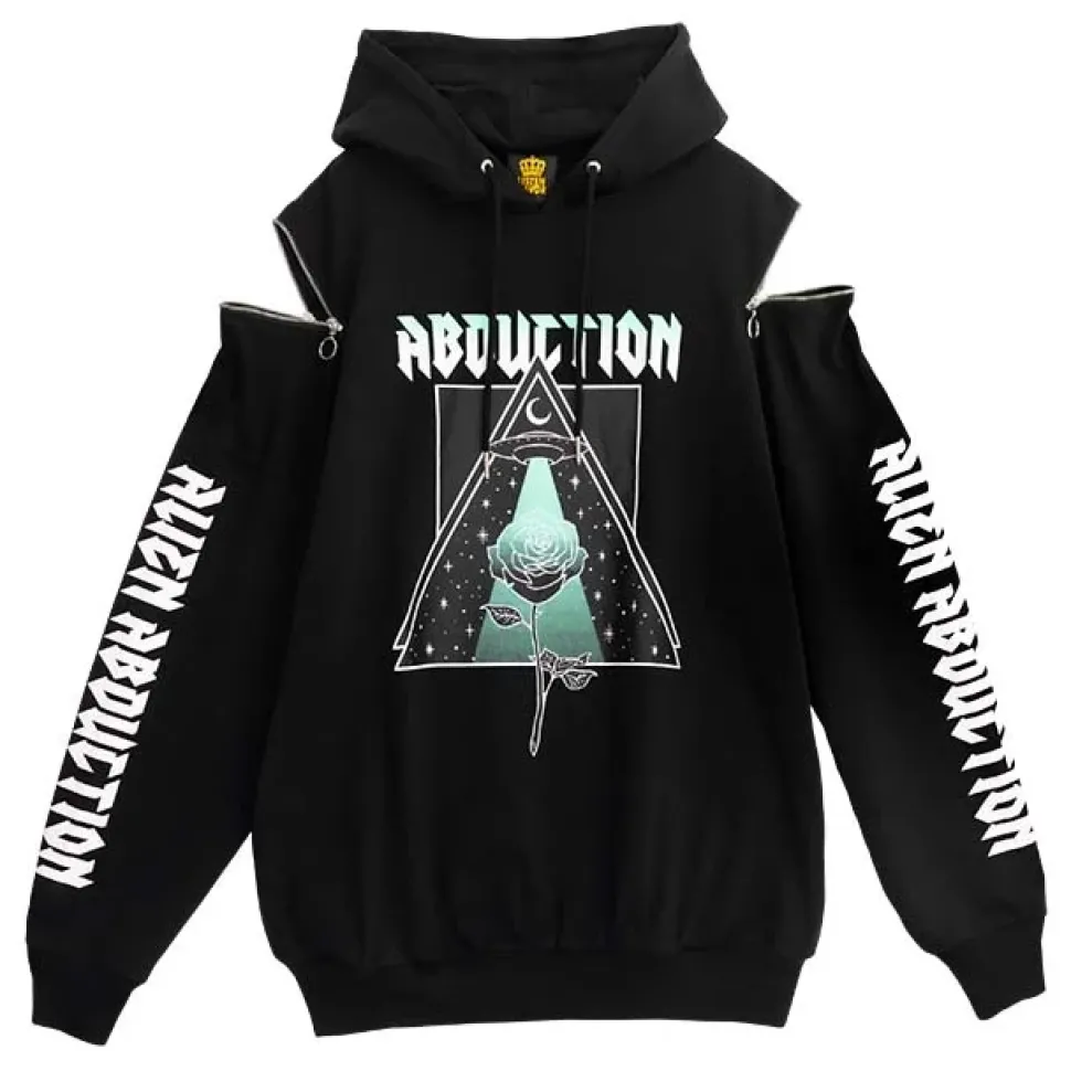 LISTEN FLAVOR Alien Abduction Zippered Shoulder Hoodie