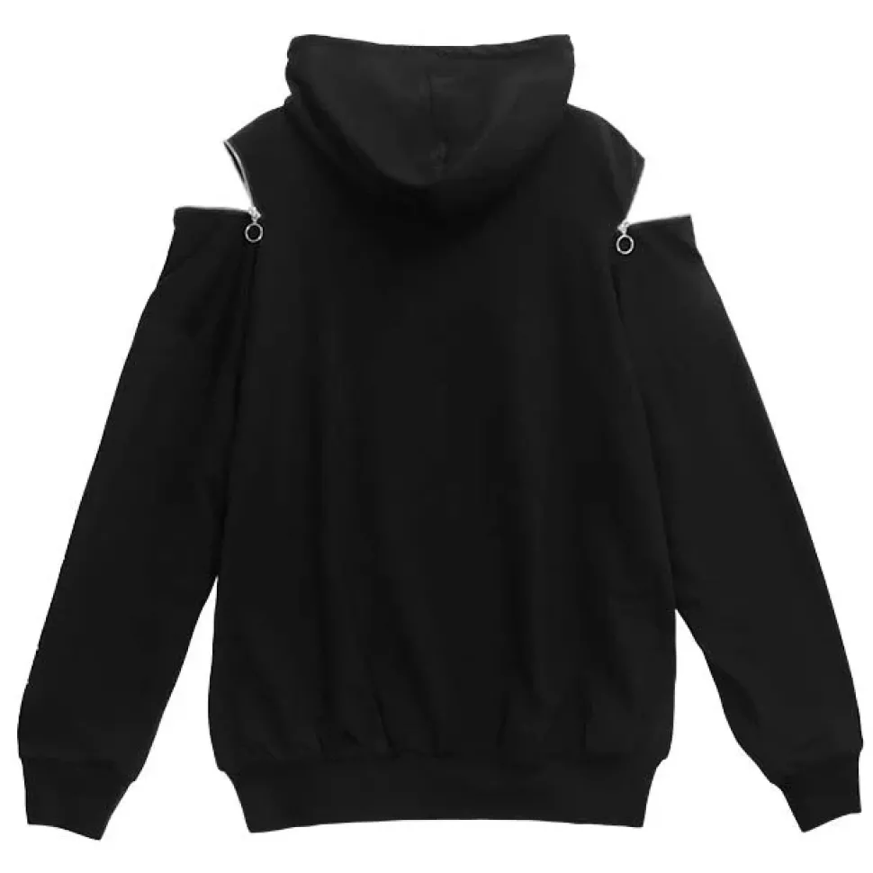 LISTEN FLAVOR Alien Abduction Zippered Shoulder Hoodie