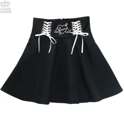 LISTEN FLAVOR Angel Heart Lace-Up Circular Skirt