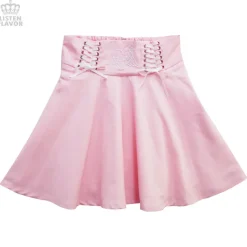 LISTEN FLAVOR Angel Heart Lace-Up Circular Skirt