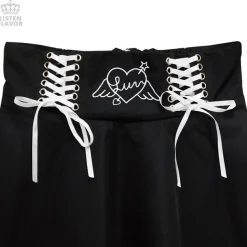 LISTEN FLAVOR Angel Heart Lace-Up Circular Skirt