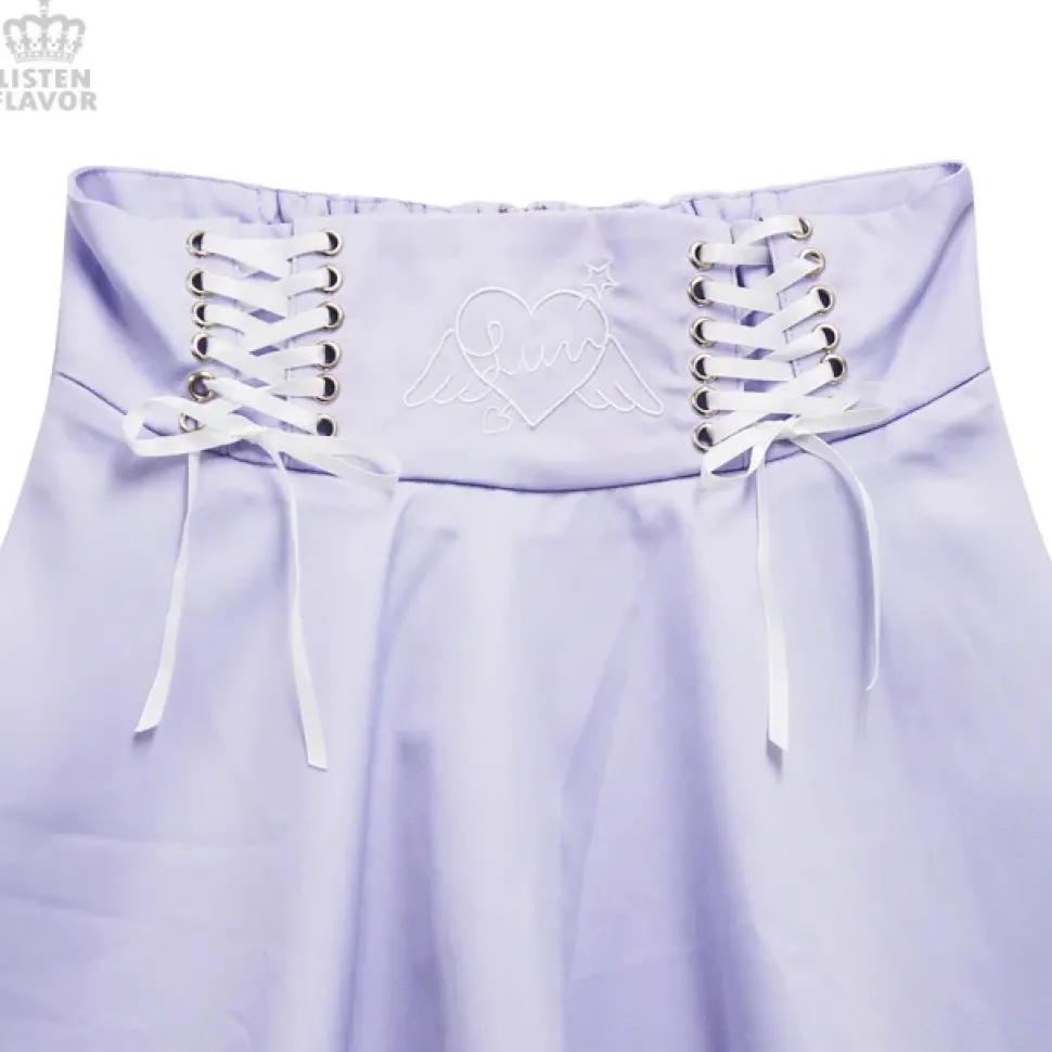 LISTEN FLAVOR Angel Heart Lace-Up Circular Skirt