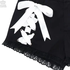 LISTEN FLAVOR Angelic Lace-up Ribbon Shorts