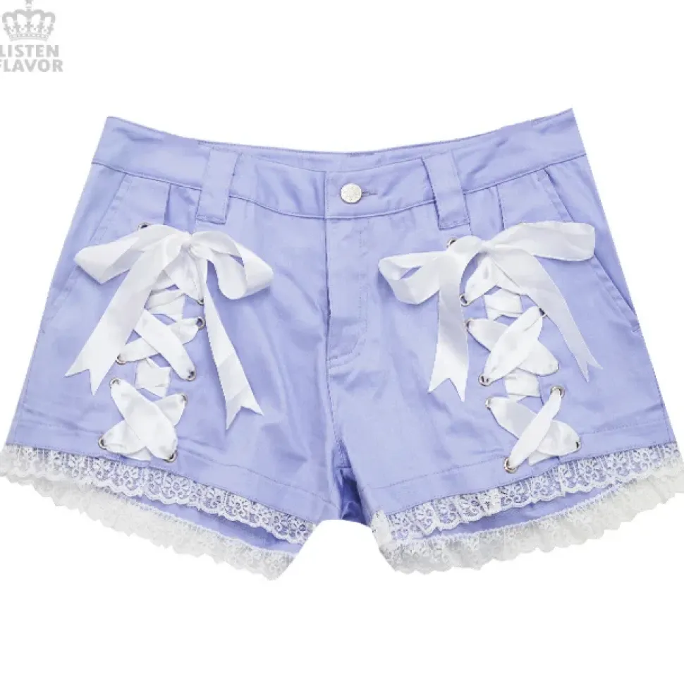 LISTEN FLAVOR Angelic Lace-up Ribbon Shorts
