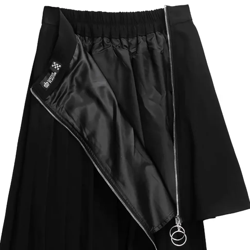 LISTEN FLAVOR Asymmetrical Pleated Skirt