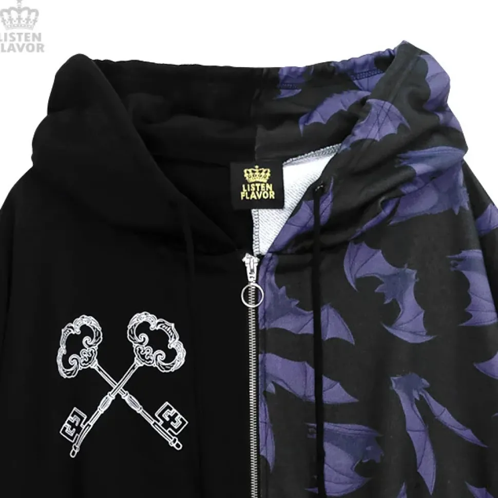 LISTEN FLAVOR Bat Double Zipper Hoodie
