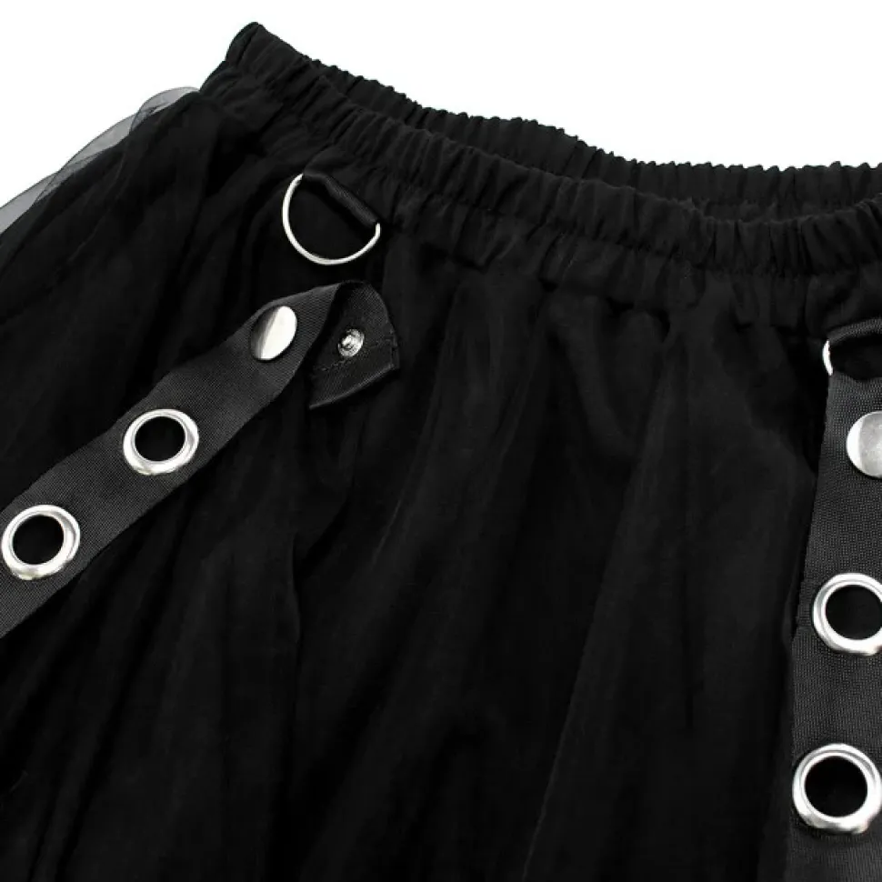 LISTEN FLAVOR Belt Equipped Fluffy Tulle Skirt