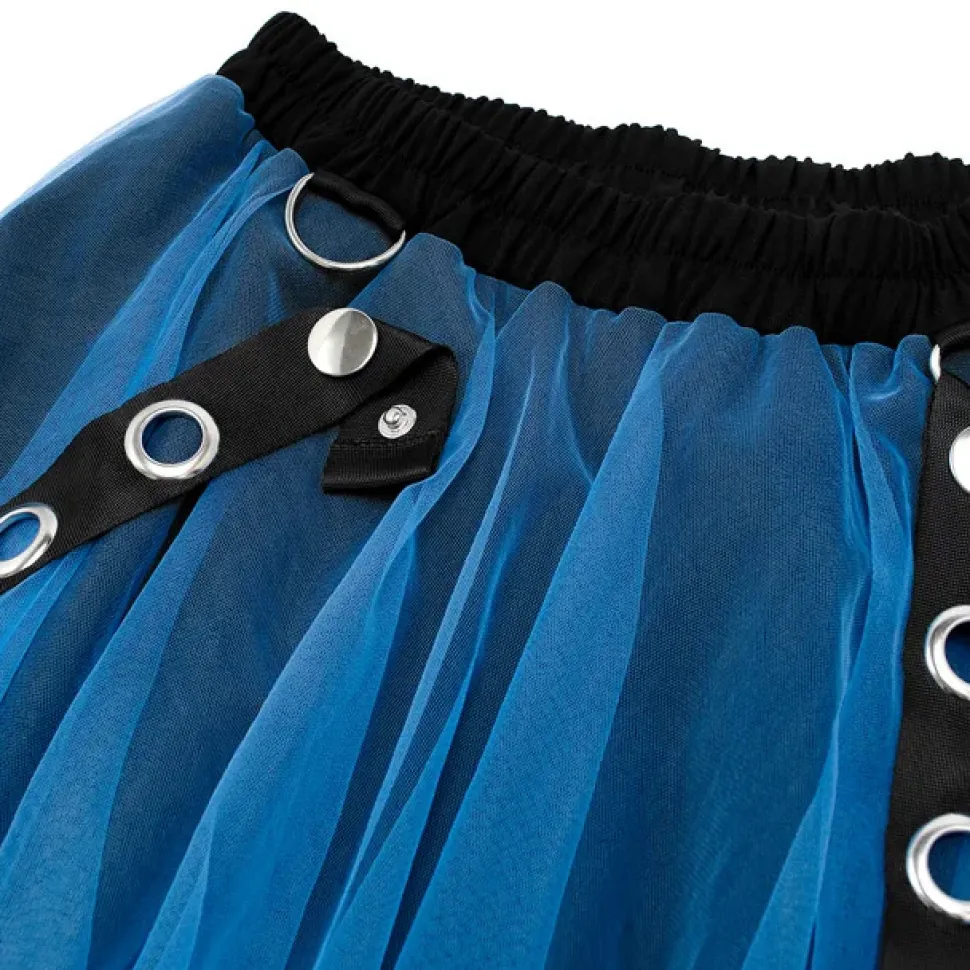 LISTEN FLAVOR Belt Equipped Fluffy Tulle Skirt