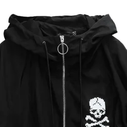 LISTEN FLAVOR Black 8-Bit Skull Anorak Jacket