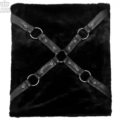 LISTEN FLAVOR Black Cross Harness Fur Snood
