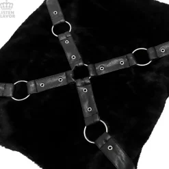 LISTEN FLAVOR Black Cross Harness Fur Snood