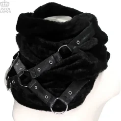 LISTEN FLAVOR Black Cross Harness Fur Snood