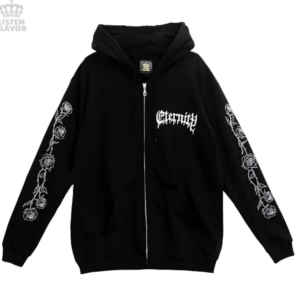 LISTEN FLAVOR Black Cypris Morpho Zip Hoodie