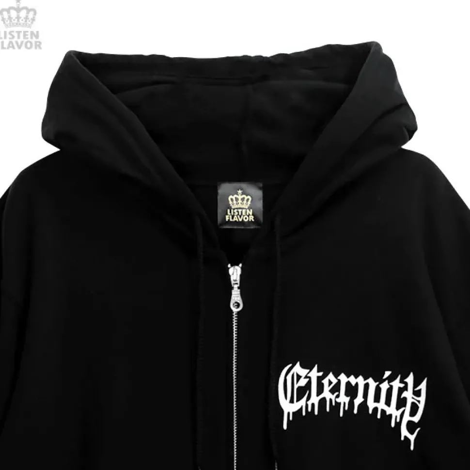 LISTEN FLAVOR Black Cypris Morpho Zip Hoodie