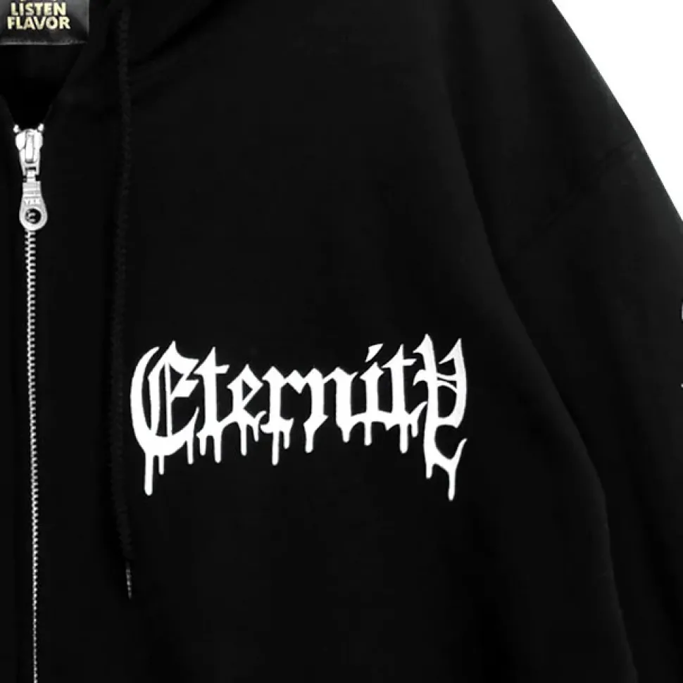 LISTEN FLAVOR Black Cypris Morpho Zip Hoodie