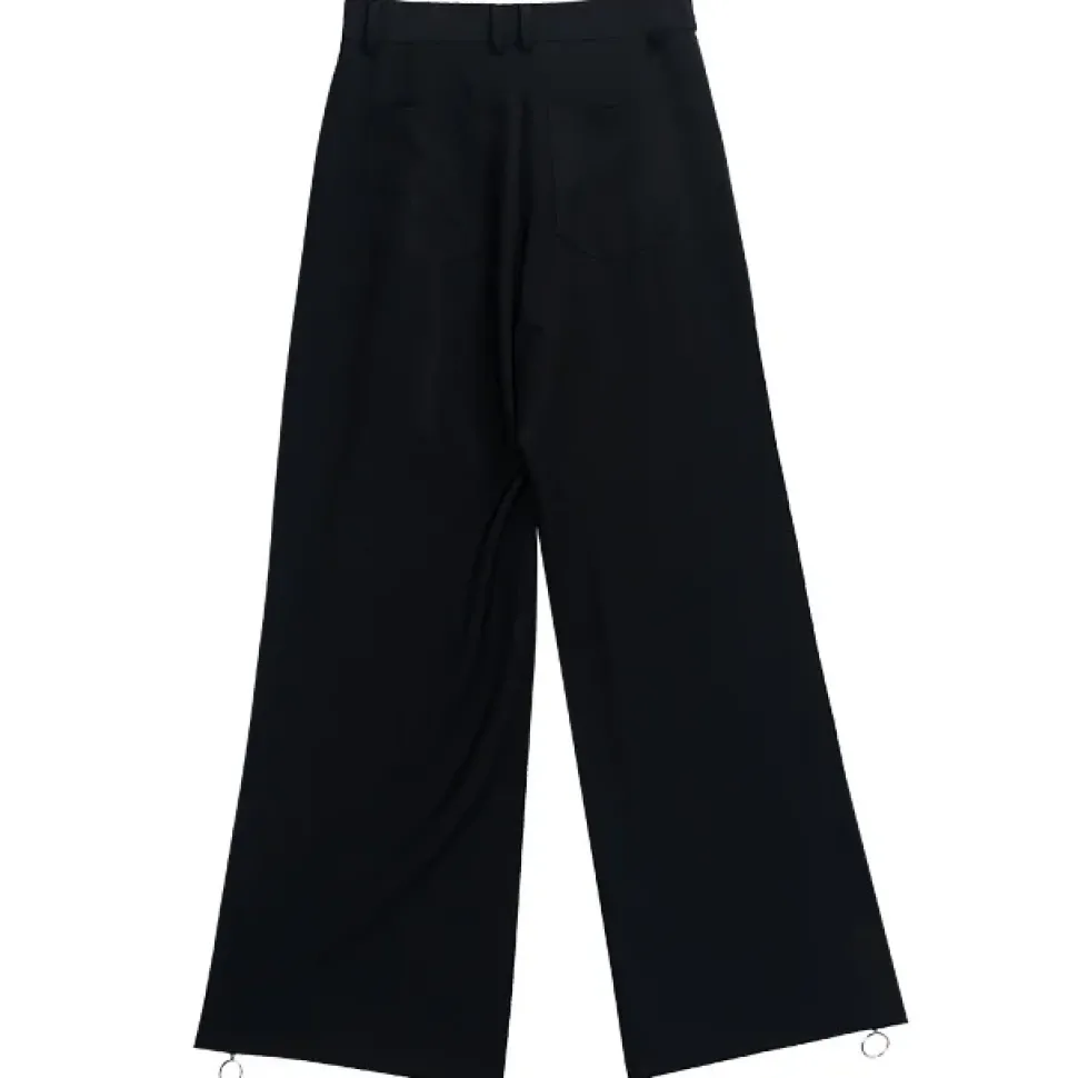 LISTEN FLAVOR Black Fire Embroidered Zip Slit Wide Pants
