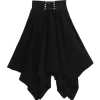 LISTEN FLAVOR Black Lace-Up Hemline Skirt