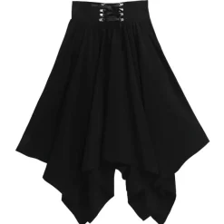LISTEN FLAVOR Black Lace-Up Hemline Skirt