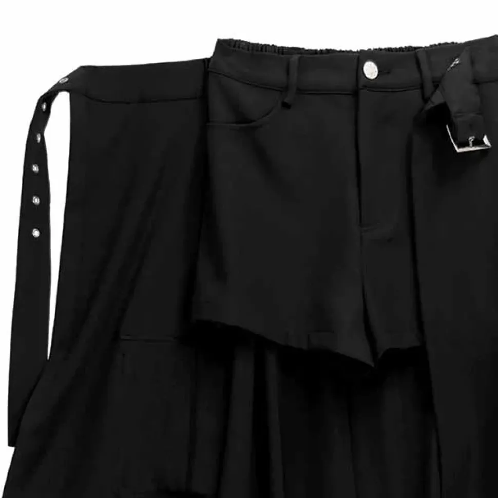 LISTEN FLAVOR Black Layered Eyelet Skirt w/ Shorts