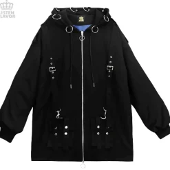LISTEN FLAVOR Black Parachute Hood Blouson w/ Harness Belt