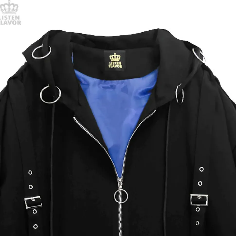 LISTEN FLAVOR Black Parachute Hood Blouson w/ Harness Belt