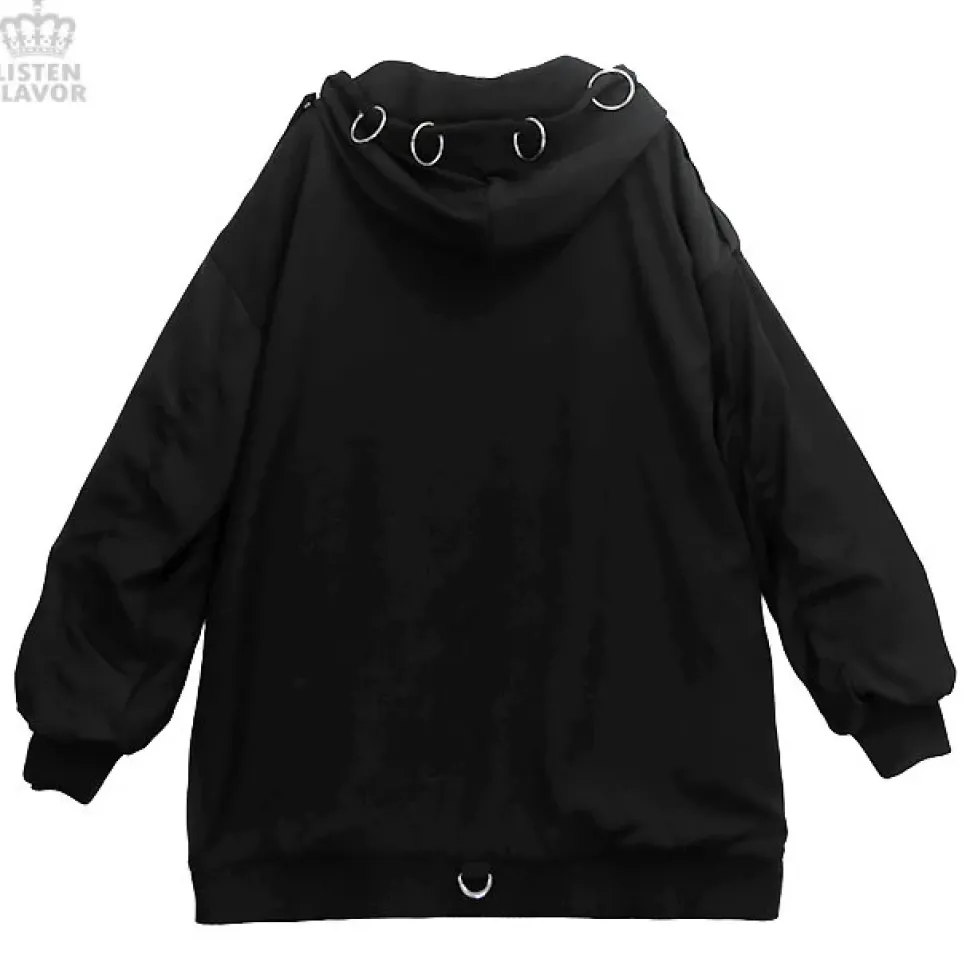 LISTEN FLAVOR Black Parachute Hood Blouson w/ Harness Belt