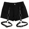 LISTEN FLAVOR Black Shorts w/ Harness Garter Belt