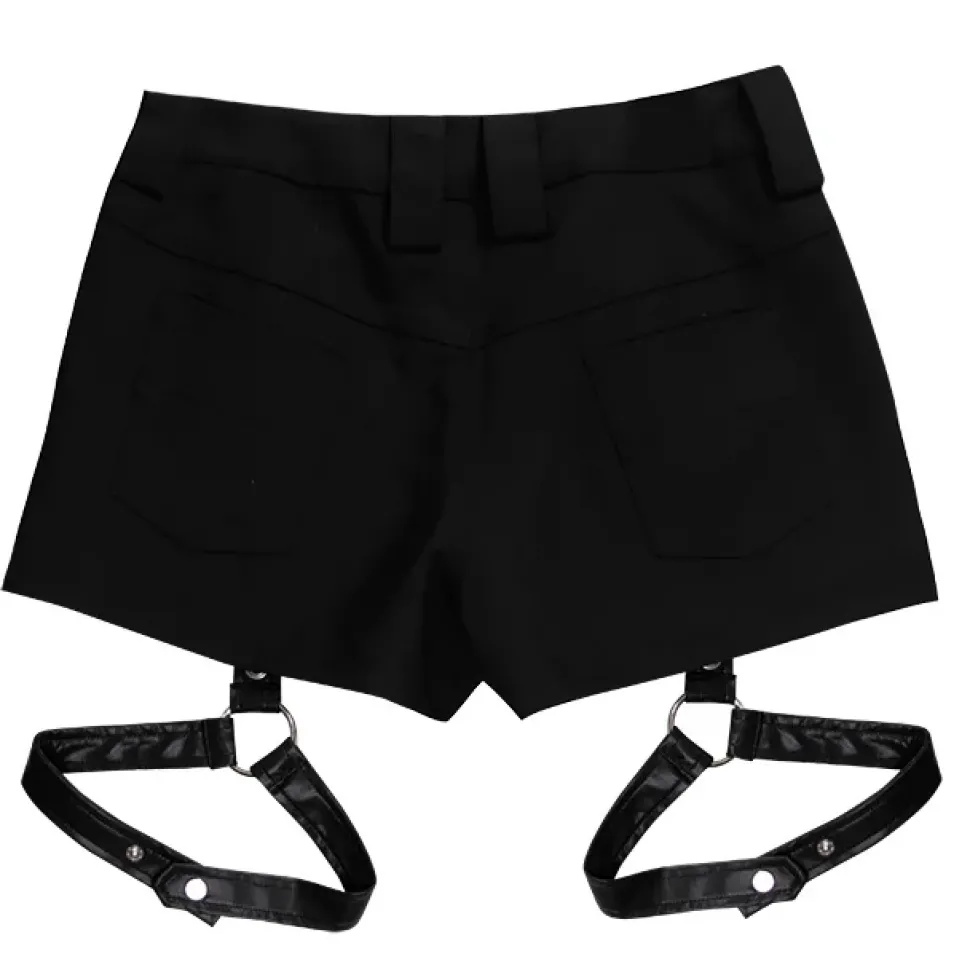LISTEN FLAVOR Black Shorts w/ Harness Garter Belt