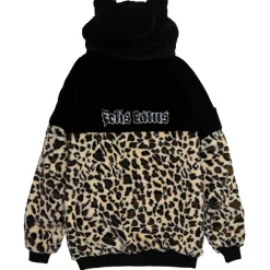 LISTEN FLAVOR Black x Leopard Cat Paw Boa Blouson