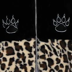 LISTEN FLAVOR Black x Leopard Cat Paw Boa Blouson