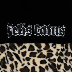 LISTEN FLAVOR Black x Leopard Cat Paw Boa Blouson