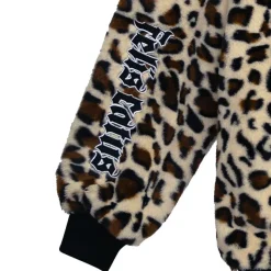LISTEN FLAVOR Black x Leopard Cat Paw Boa Blouson