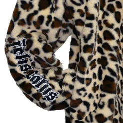 LISTEN FLAVOR Black x Leopard Cat Paw Boa Blouson