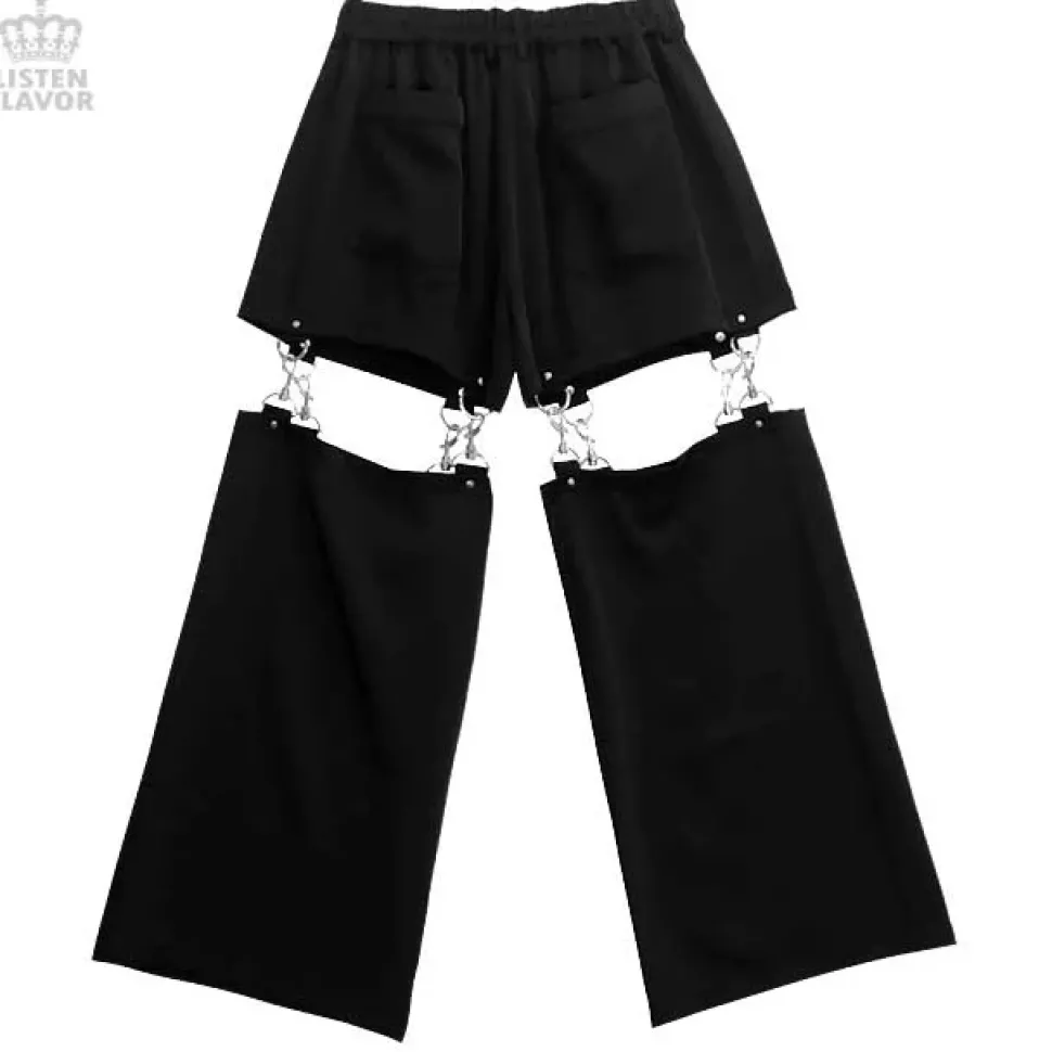 LISTEN FLAVOR Black Zettai Ryoiki Detachable Pants